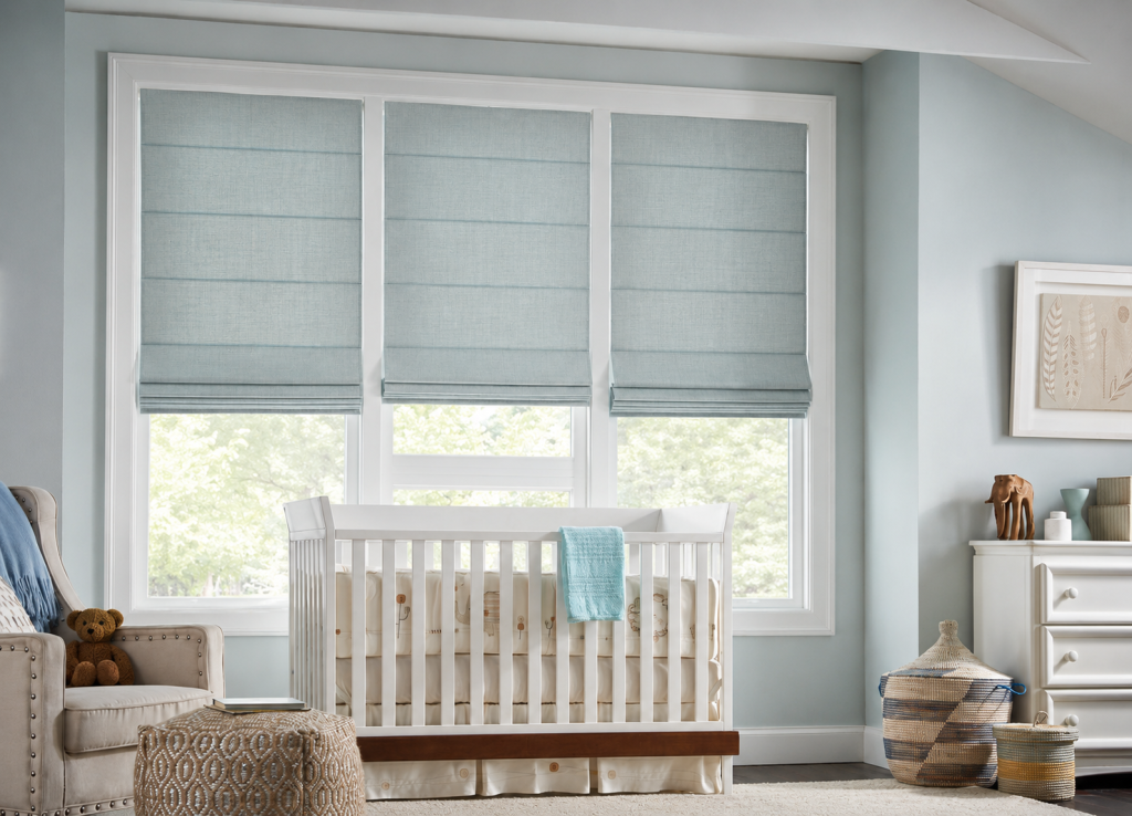 Roman and Roller Shades for Nurseries and Kids' Rooms: Safety, Light Control and Style